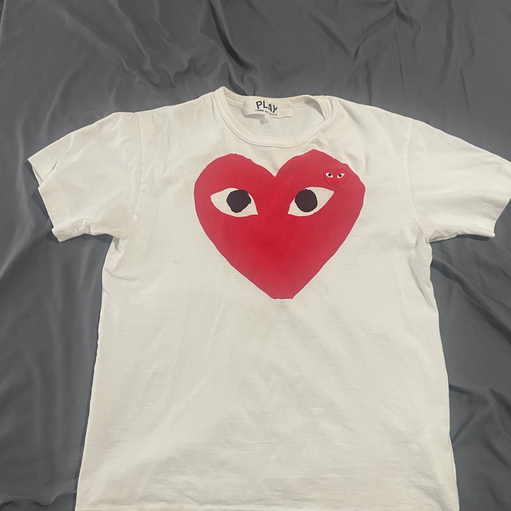 White Comme Des Garçon Red Heart T Shirt